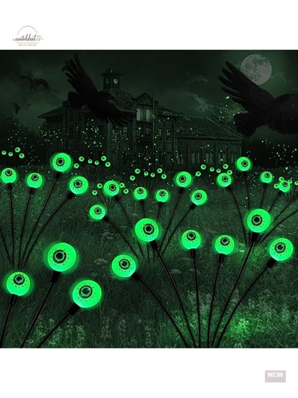 Scary Eyeball Solar Path Lights 12 LED Outdoor Halloween Decor